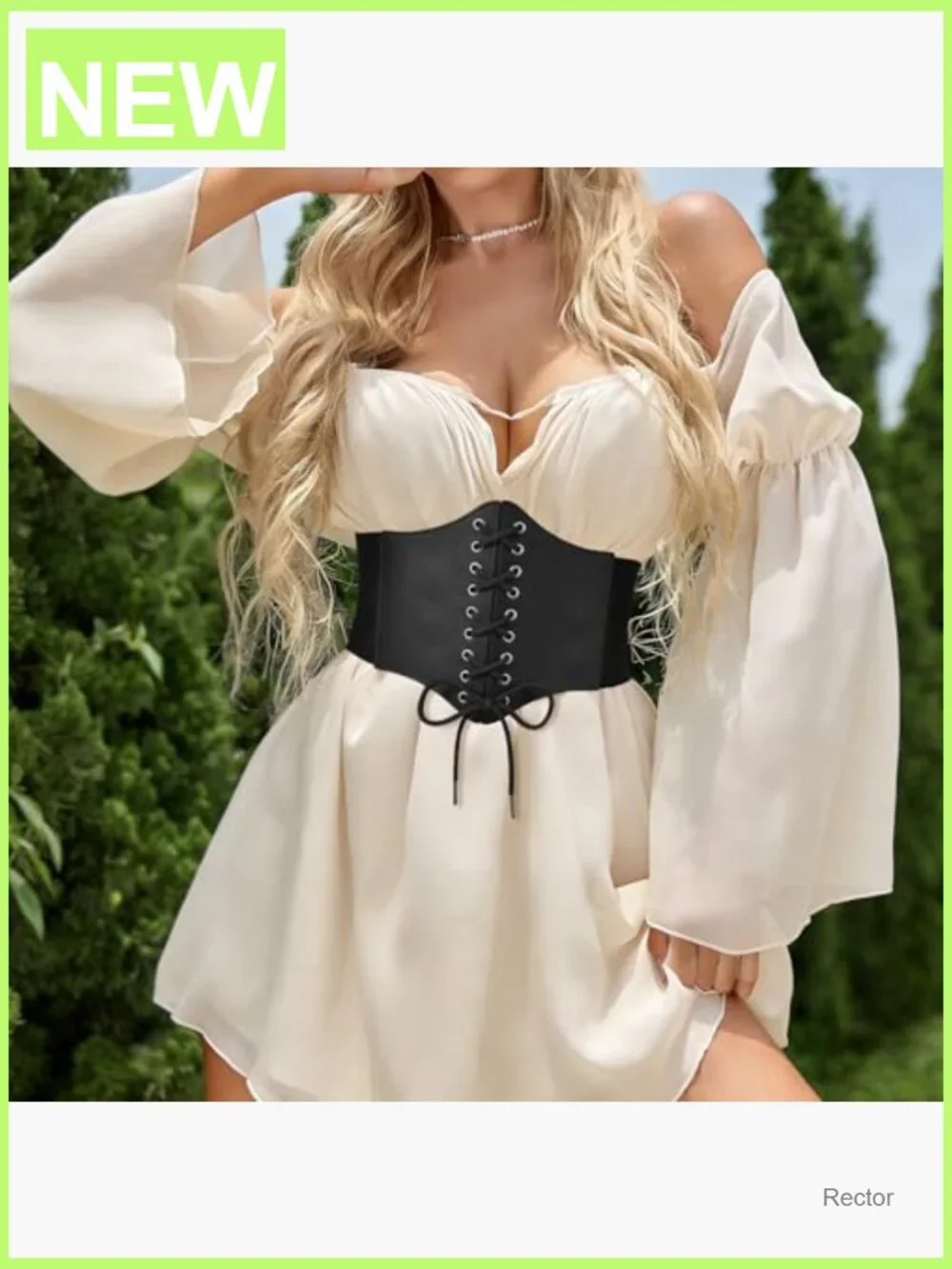 Vintage Lace-up Corset Waist Belt Wide Elastic Faux Leather Waspie